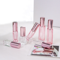 Atomizador de Perfume recargable portátil botella de Spray 30ml 50ml botella de Perfume vacía rosa de vidrio cuadrado con tapa de niebla de Spray fino