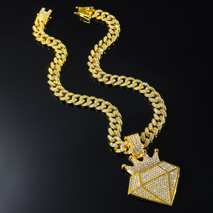 Nuevo Collar de Cadena Cubana Miami con Colgante de Corona Grande con Diamantes de Imitación, Estilo Hip Hop, Joyería, Regalo - Product Image 3