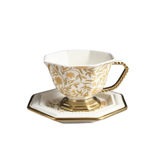แก้วกาแฟเซรามิกเคลือบทองลายการ์ตูนโบฮีเมียน 401-500 มล. ใช้กับเครื่องล้างจานและไมโครเวฟได้ เหมาะสำหรับงานปาร์ตี้ - Product Image 1