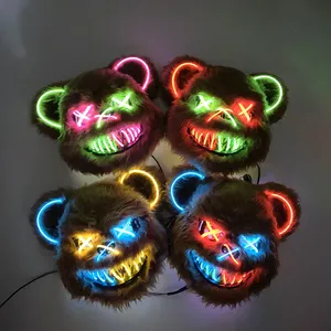 Masque Ours En Peluche Sanglant Halloween – Adulte/enfant, PVC Et Fourrure, Design Effrayant, Réglable