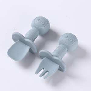 Carton ours bébé Silicone de qualité alimentaire formation cuillère et fourchette doux <span class=keywords><strong>Bap</strong></span> gratuit alimentation ensemble pour les enfants - Product Image 5