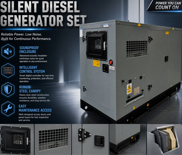Silent Diesel Generator Set Factory Price 20kva 30kva 50kva 60kw 80kw 100kva 200kw 400kw  Perkinss  with ATS 220V 380V 400V