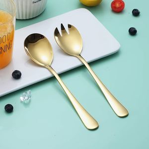 Juego de Tenedores y Cucharas para Ensalada de Acero Inoxidable, Cuchara para Servir, Tenedor para Mezclar Frutas y Verduras, para Restaurantes y Banquetes - Product Image 1