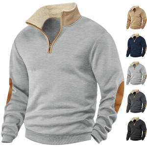 2025 hommes <span class=keywords><strong>Vintage</strong></span> à manches longues brodé <span class=keywords><strong>pull</strong></span> demi-ouvert patte solide motif sweats à capuche pulls - Product Image 1