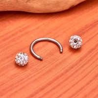 Anneaux de nez et de septum en titane G23 16G, boucles d'oreilles scintillantes en forme de boule disco avec zircon cubique, bijoux de piercing en cristal