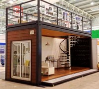 Imite — maison en bois, extension de luxe précommandée, en acier, avec escaliers et clôture, conteneur en verre pliable, villa, 20 pieds