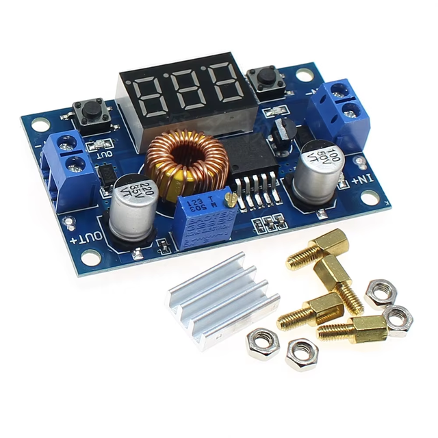 XL4015 DC-DC Step Down Buck Converter Module 5A, Adjustable Lithium Battery Charger Board & LED Driver with Voltage Display
