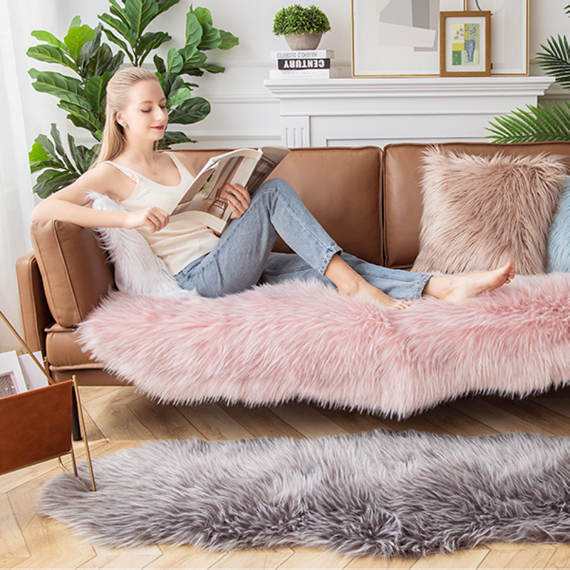 Под заказ, ковер из искусственного меха, окрашенные цвета, теплый коврик для дивана, кровати, Меховой чехол для дивана