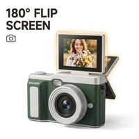 Cámara Digital Portátil con Pantalla IPS Abatible de 2.4 Pulgadas para Vlogging, con Flash LED, Recargable Tipo C, Cámaras Digitales