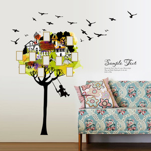 Treehouse Photo <b>Frame</b> <b>Swing</b> Tree Cartoon Wall Sticker 60x90 Cm For Children's Room Bedroom Decoration - Product Image 2