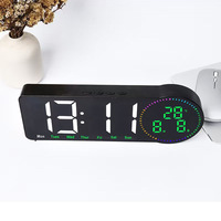 Moderner Minimalistischer Schlafzimmer-Wanduhr mit LED-Digitalanzeige, Wecker, Stecker- und Batteriebetrieb, Anzeige von Zeit, Tag und Woche