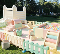 Château gonflable personnalisé en pastel, équipement de jeu souple, piscine à balles blanche, toboggan pour tout-petits, aire de jeux intérieure pour fêtes et maison