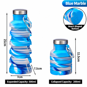 Botella de Agua Reutilizable de 500 ml, Ecológica, con Fondo de Silicona en Forma de Corazón, Plegable, a Prueba de Fugas, para Beber Directamente, Portátil, para Deportes al Aire Libre y Viajes - Product Image 5