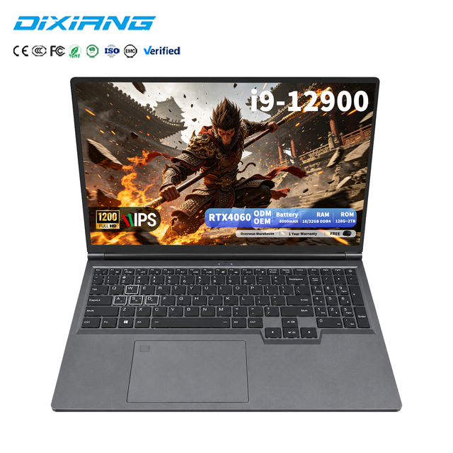 DIXIANG Intel Core I9 12900 Laptop RTX 4060 Gaming PC 16 Inch 1200P IPS 32GB RAM 1TB SSD Backlit Keyboard Notebook Workstation