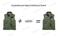 Hommes Chasse Multi Poches Cargo Pêcheur Logo Personnalisé Gilet Pêche Randonnée Reporter Photographie Camping Gilet