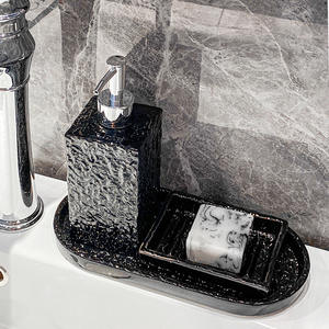 Ensemble d'accessoires de salle de bain <span class=keywords><strong>en</strong></span> marbre naturel 5 pièces : distributeur de lotion, porte-mouchoirs, porte-savon, plateau pour hôtel - Product Image 3