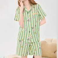 Setelan Piyama Wanita 3-Potong Katun Muslin Termal V-Neck Lengan Panjang Bernapas Celana Panjang 180g Semua Musim Pakaian Tidur Musim Panas