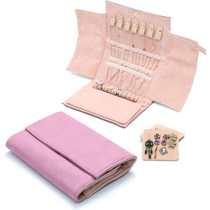 Personalizado portátil de lujo <span class=keywords><strong>plegable</strong></span> joya collar pendiente organizador rollo bolsa microfibra terciopelo <span class=keywords><strong>viaje</strong></span> joyería bolsa para mujeres niñas - Product Image 2