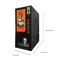 Distributeur automatique de café 8 boissons, 4 cartouches de 1,5 kg, distribution automatique de gobelets, 1600 W, commercial, libre-service