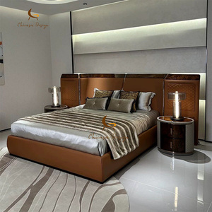 Luxury Homey Italian Design <b>Bedroom</b> Set Modern Wooden Furniture Upholstered Bed Double Leather King Size - Product Image 1