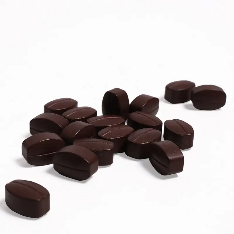 Productos de confitería con sabor a caramelo de grano de café instantáneo Halal vegano de Etiqueta Privada, tabletas masticables, dulces de café