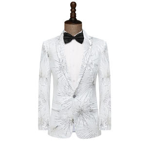 Veste de costume à paillettes dorées pour <span class=keywords><strong>homme</strong></span>, blazer, chanteur, scène, concert, bar, boîte de nuit, animateur, robe de soirée, costume de fête 2026 - Product Image 4