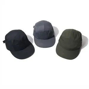 Custom nylon impermeabile outdoor quick dry fit dry-fit camp camper blank running 5-panel five 5 panel 5 panel cap hat caps cappelli