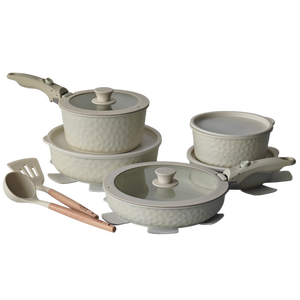 Ensemble de 17 ustensiles de cuisine en aluminium antiadhésif pour la maison, comprenant poêles et casseroles, gain de place, avec couvercles en verre et poignées amovibles - Product Image 6