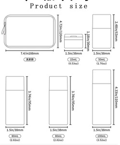 Juego <span class=keywords><strong>de</strong></span> Botellas <span class=keywords><strong>de</strong></span> Viaje Cuadradas Recargables <span class=keywords><strong>de</strong></span> PE <span class=keywords><strong>de</strong></span> 15 ml, 80 ml y 100 ml, Frascos Cosméticos a Prueba <span class=keywords><strong>de</strong></span> Fugas, Aprobados por la TSA para Llevar Champú y Loción con Bomba - Product Image 5
