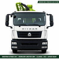 Camions pompe à béton d'occasion Zoomlion Lingyun 38m Sitrak 2023 23T, Camion pompe Zoomlion Sitrak 38m d'occasion, exportation Chine
