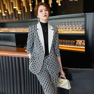 Woman Suit Print <strong>Blazer</strong> and Pants for Women Formal Wear Jacket &amp; Trousers <strong>Leggings</strong> Elegant <strong>Outfits</strong> Ladies Office Wear Suit - Product Image 4