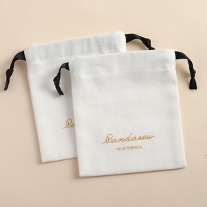 PandaSew Custom Logo <b>White</b> Luxury Twill Cotton Jewelry Packaging <b>Bag</b> <b>Small</b> Gift Jewelry Pouch - Product Image 5