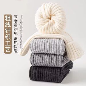 Solid Color Knit Slouch Socks For Women Winter Warm Calf Length Thick Stretchy Snow Boot Socks Casual Fashion Gray White Black - Product Image 4