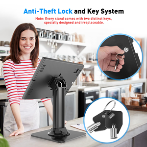 Security <b>Tablet</b> <b>Stand</b> with Lock and Key Height Adjustable Theft Proof Desktop Table Holder <b>for</b> Sale - Product Image 3