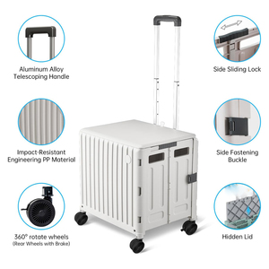 New Trends <b>Foldable</b> Plastic Shopping Cart Multifunction Stair Climbing Collapsible Trunk <b>Trolley</b> 360 Mute Wheels Outdoor Picnic - Product Image 5