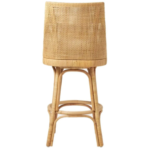 Tabouret de bar pivotant Isla en rotin tressé / structure élégante à dossier haut, tabouret de bar haut résistant et rembourré pour bar à domicile et salle à manger - Product Image 6