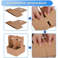 Boîte plate auto-élevante en carton ondulé kraft biodégradable, compostable, jetable, écologique et durable pour porte-gobelets à café