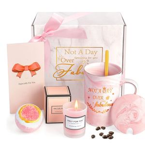 Custom Make Rose Bath Spa Get Well Soon <b>Gifts</b> with <b>Pink</b> Coffee Cup Gold Spoon Rose Scented Candle Birthday <b>Gift</b> Set for Women - Product Image 1