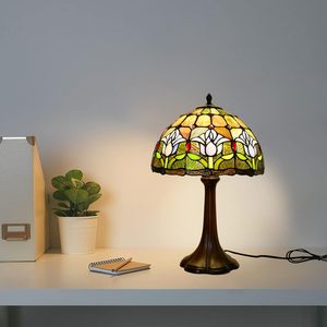 Lámpara Tiffany, tulipán púrpura, vidrieras, estilo Floral, luz de escritorio, lámpara de mesita de noche hecha a mano para sala de estar, dormitorio, estudio, hogar - Product Image 2