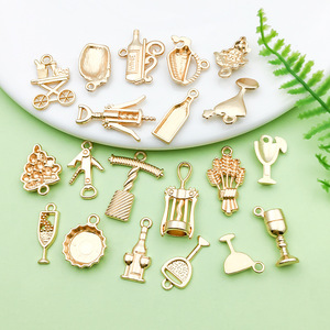 Gold Alloy Wine Series Charms For DIY Jewelry Bracelet Necklace Accessories Unisex Everyday Wear - Product Image 4