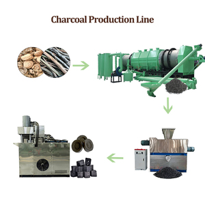 Ligne de production complète de briquettes de charbon de bois clé en main, four de carbonisation à récupération de chaleur pour coques de noix et branches - Product Image 1