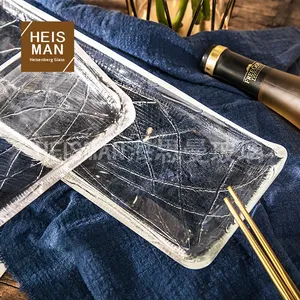 Hiện đại phong cách Châu Âu không độc hại <span class=keywords><strong>Sushi</strong></span> khay thủy tinh trong suốt pha lê tấm vuông nhà tráng miệng bánh khách sạn trang trí bán buôn - Product Image 4