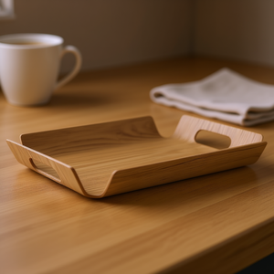 Plateau de service rectangulaire en bois Leopold Tablett Madera avec poignées pour la cuisine ou la salle à manger - Product Image 3