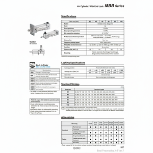 ชิ้นส่วนกระบอกลม MBBB63-200-HN นิวเมติก SMC - Product Image 1