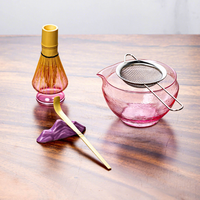 Ensemble classique de bols à matcha en verre pur, fouet Chasen, support pour fouet, outils pour préparer le thé matcha, ustensiles en verre pour la préparation du matcha, ensemble de supports pour Chawan