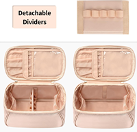 Trousse de Maquillage de Voyage Grande Capacité, Organisateur Cosmétique en Forme de U, Pochette de Rangement pour Articles de Toilette pour Femmes et Filles avec Compartiment pour Pinceaux