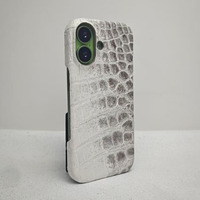 Étui de téléphone portable magnétique en cuir de crocodile d'Himalaya véritable, design élégant et luxueux pour iPhone 17