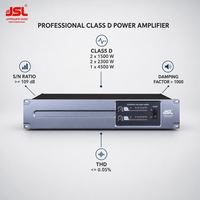 Amplificateur de puissance classe D 2x1500W 2x2300W 1x4500W 2U Pro Audio Amp Damping 1000 SNR 109dB pour système de sonorisation PA en direct
