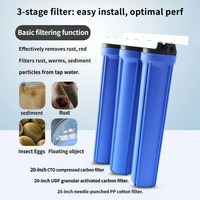 Système de filtration d'eau à 3 ou 4 étapes avec boîtier Big Blue de 20 pouces pour prétraitement de machines de traitement d'eau commerciales et services alimentaires