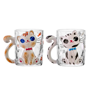 Copo de Vidro com Alça de Gato Fofo, Copo de Água de Alta Estética para Casa, Copo de Café e Leite para Estudantes e Mulheres - Product Image 6